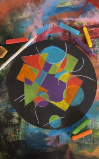 Chalk pastel artwork inspired by Kandinsky