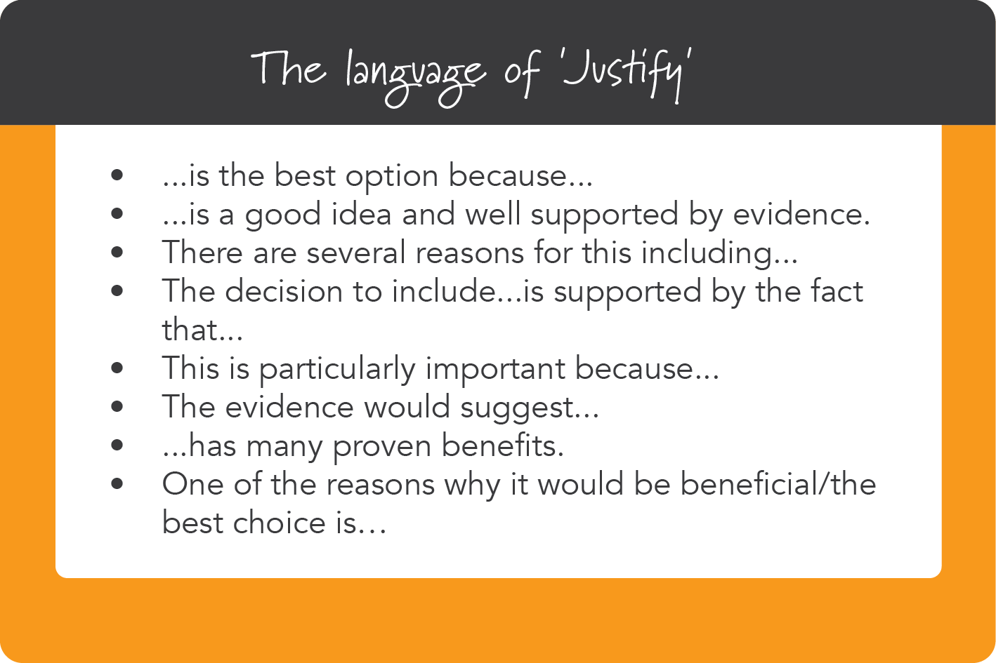 The language of 'Justify'