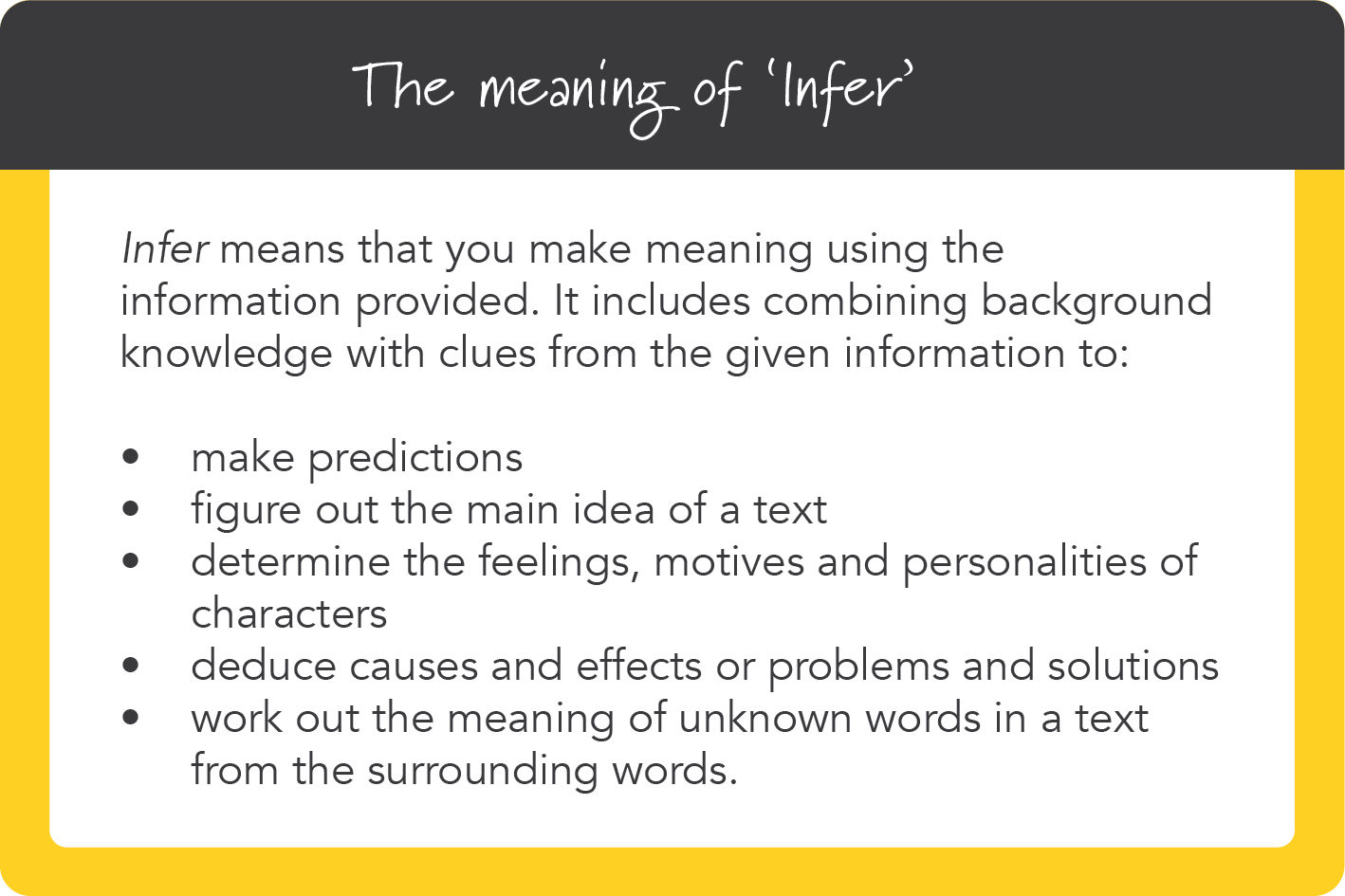 The meaning of 'Infer'